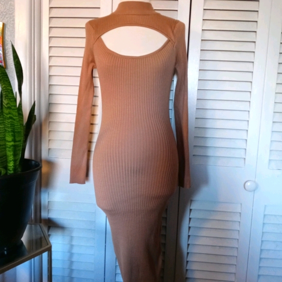 Beige Bodycon Dress - Picture 1 of 7
